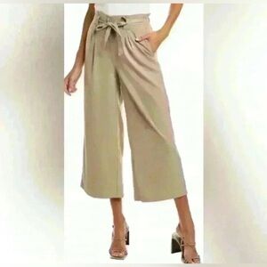Women’s Max Studio Highwaisted Wide Leg Cropped Inverted Pleated Tie-stash Pants